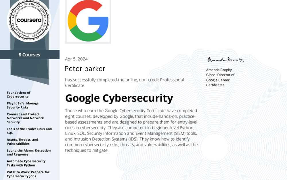 google cybersecurity certification